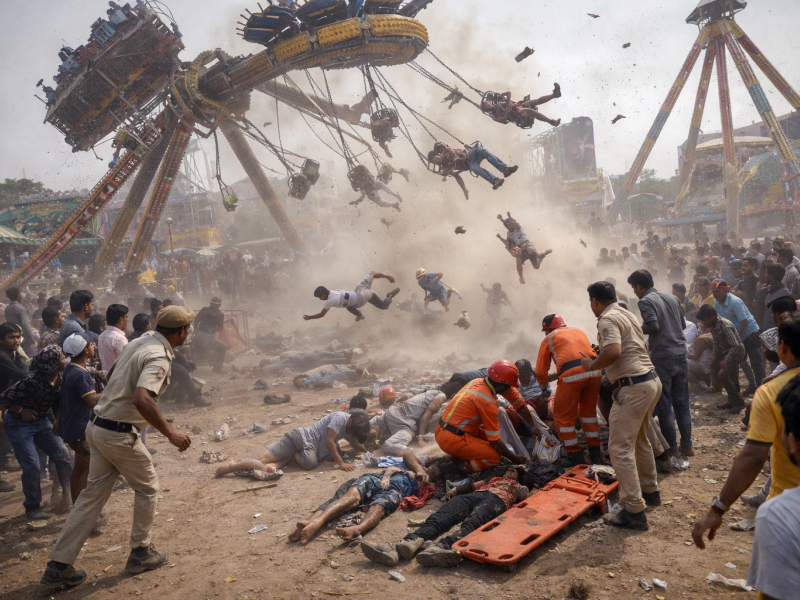 لحظة سقوط الموت: لعبة مرجيحة تتحطم أمام الزوار