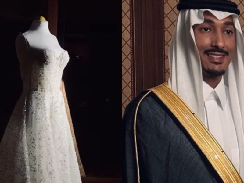 فستان زفاف العروس في حفل بدر محمد عبده يخطف الأنظار