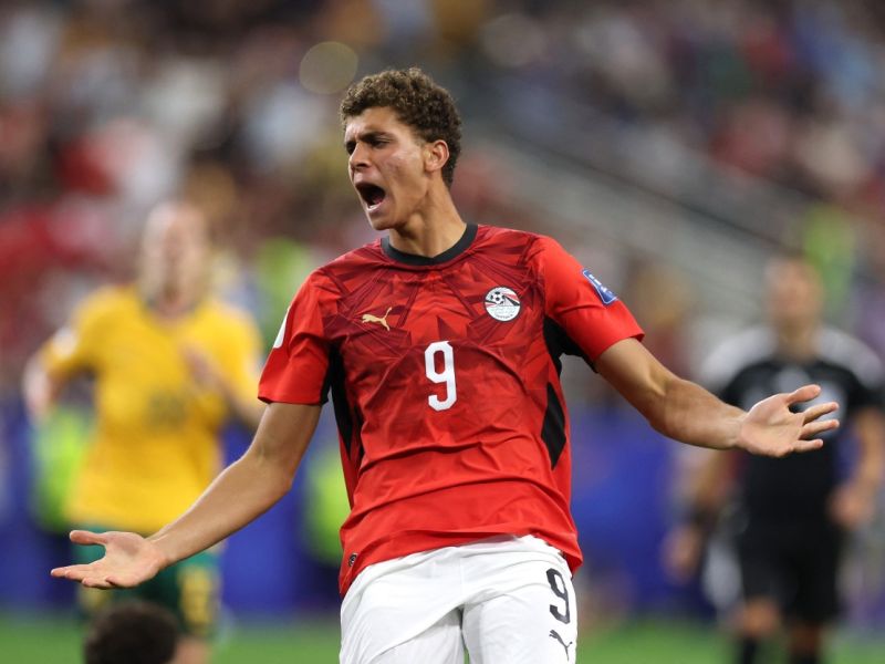 حمزة عبدالكريم مهاجم شباب برشلونة ومنتخب مصر الذي شارك في كأس العالم 2026