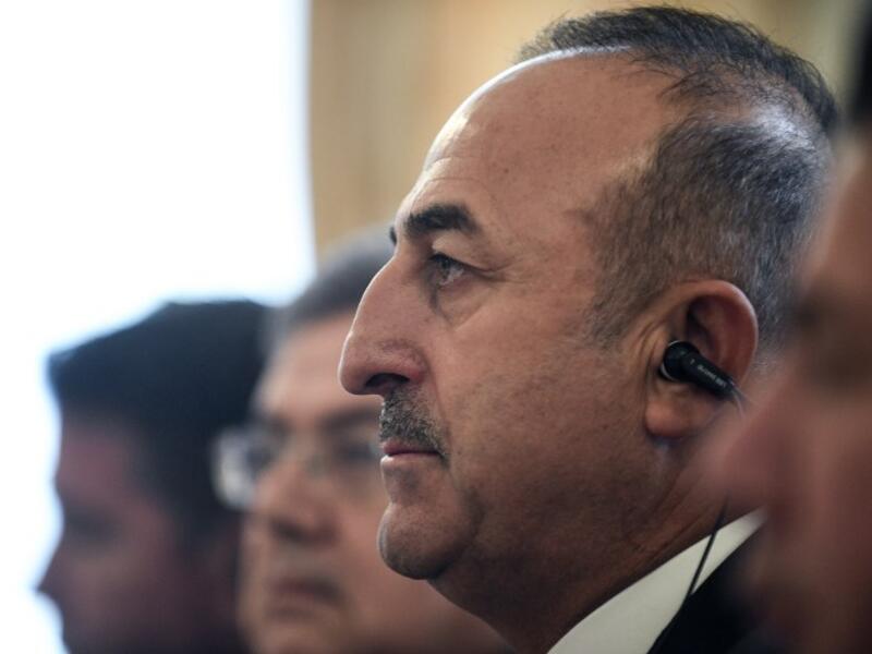 Turkish Foreign Minister Mevlut Cavusoglu attends a meeting with his Russian and Iranian counterparts in Moscow on April 28, 2018. Alexander NEMENOV / AFP