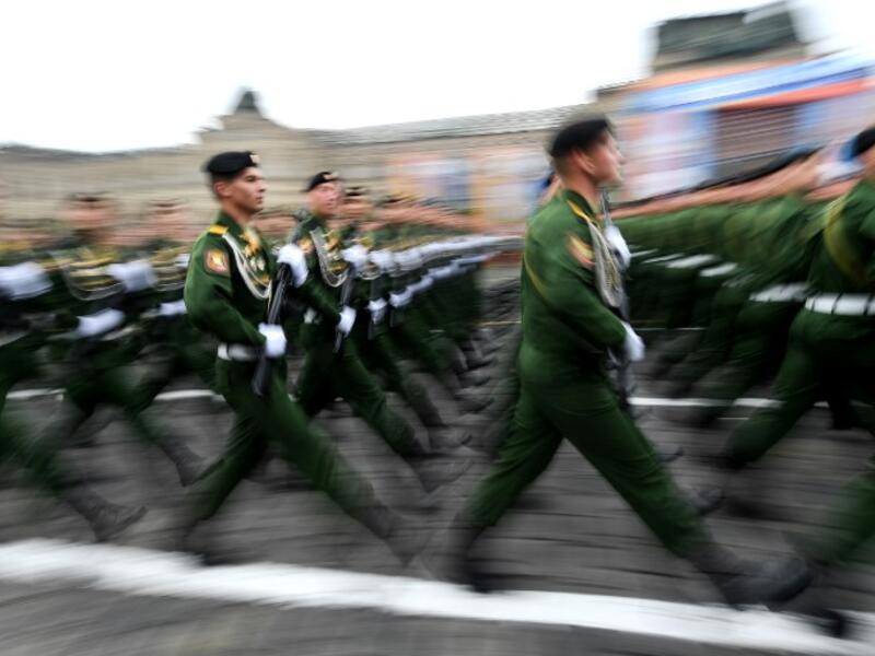 Russian servicemen march at Red Square during the general rehearsal of the Victory Day military parade in Moscow on May 6, 2018. Russia marks the 73rd anniversary of the Soviet Union's victory over Nazi Germany in World War Two on May 9.
Kirill KUDRYAVTSEV / AFP