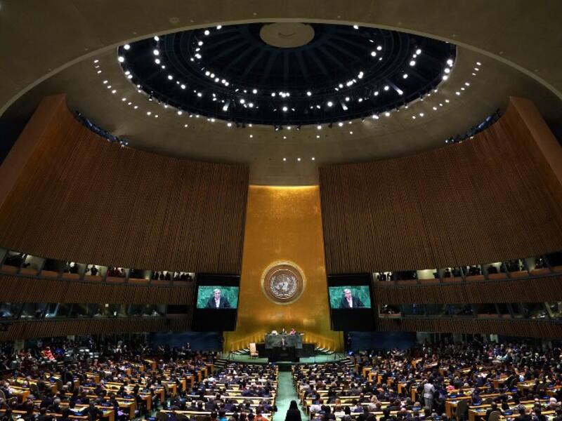 Antonio Guterres Secretary-General of the United Nations speaks during the General Debate of the 73rd session of the General Assembly at the United Nations in New York September 25, 2018. 
TIMOTHY A. CLARY / AFP