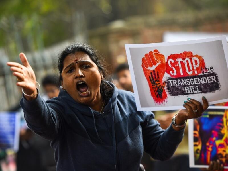 The activists are protesting the Transgender Persons (Protection of Rights) Bill 2018 that was recently passed by the Lok Sabha.
CHANDAN KHANNA / AFP