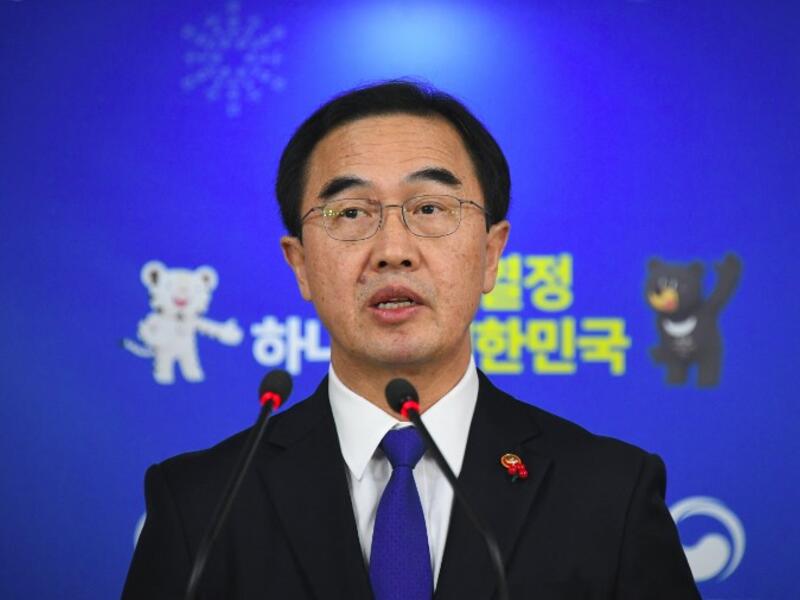 South Korea's Unification Minister Cho Myoung-Gyon speaks during a press conference at a government complex in Seoul on Jan. 2, 2018 (JUNG Yeon-Je / AFP)