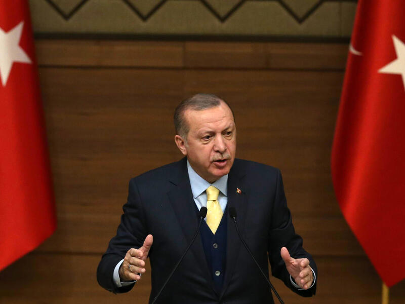 President of Turkey Recep Tayyip Erdogan addresses mukhtars, heads of Turkish villages and neighborhoods, during the 44th Mukhtars Meeting at the presidential complex in Ankara, on January 24, 2018.

(Adem ALTAN / AFP)