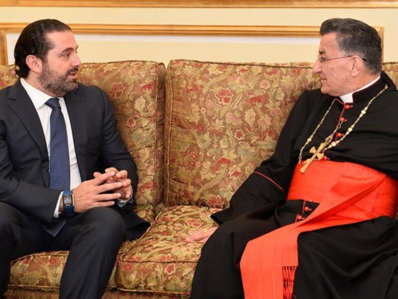Prime Minister Saad Hariri and Patriarch Bechara Boutros Al-Rahi meeting on Nov. 14, 2017 (AFP)