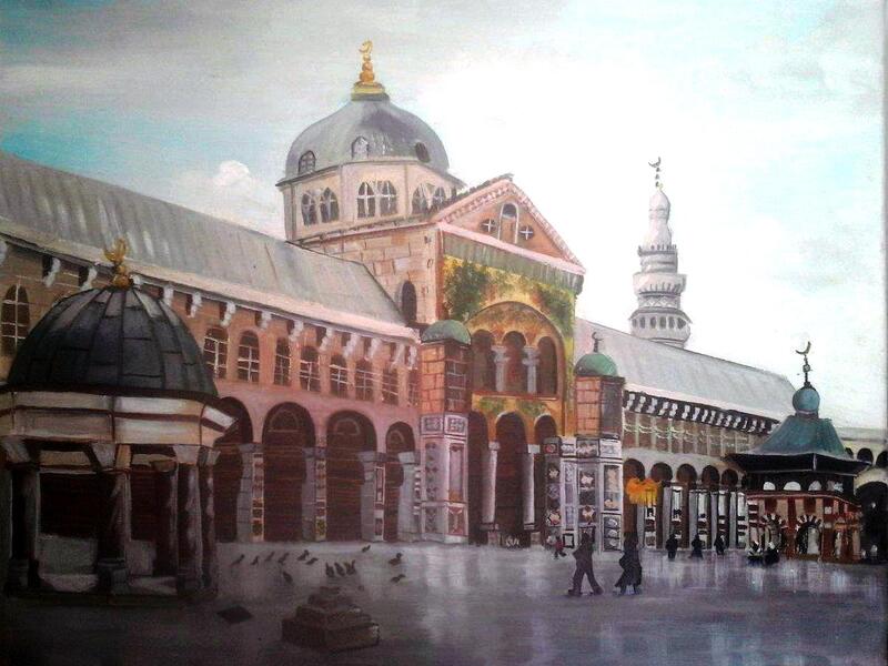 Umayyad-mosque-painting-UNESCO-world-heritage-site-Aleppo-Old-City-zaatari-camp-art-palmyra-2015
