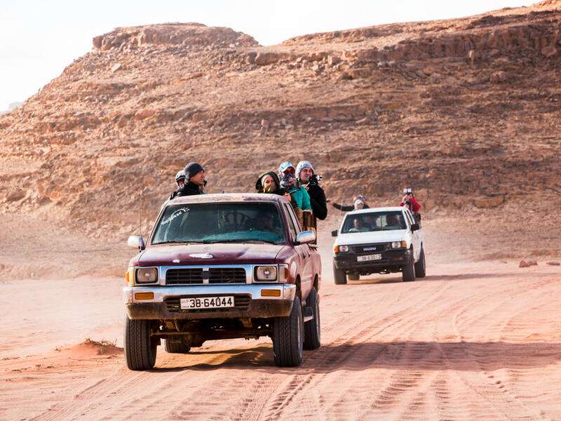 Bedouin's car jeeps and tourists in it in Wadi Rum desert in Jordan (Shutterstock/File Photo)