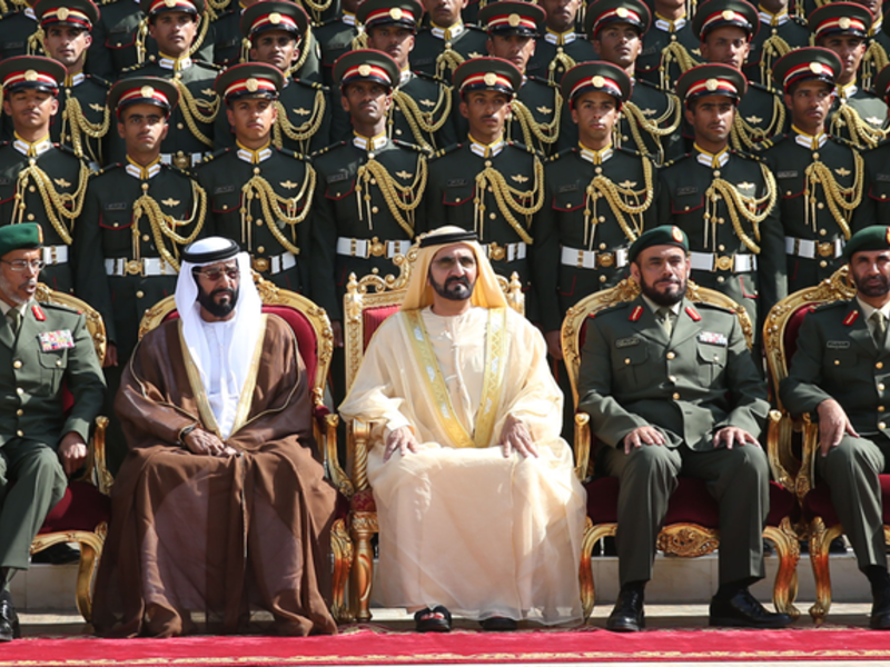 Sheikh Mohammed bin Rashid Al Maktoum attends graduation ceremony of the 37th batch of cadet officers of Zayed II Military College in Al Ain. [Emirates 24/7]