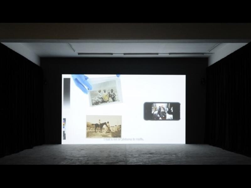 Still from "On Photography, Dispossesion and Times of Struggle," 2017. HD video, color, sound, 37 mins. (Photos courtesy of Sfeir-Semler Gallery)