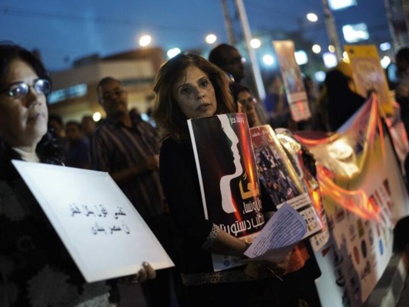 People gather to protest against child marriage in Egypt (AFP/File Photo)