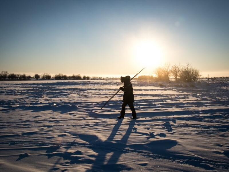 Villagers harvest ice from a local lake near the settlement of Oy, some 70 km south of Yakutsk, with the air temperature at about minus 41 degrees Celsius.
Mladen ANTONOV / AFP