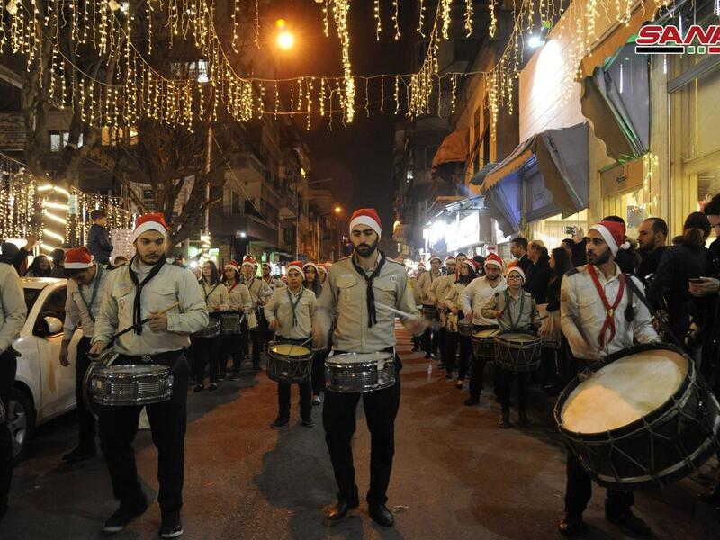 Festivities organized by the Action Project to celebrate Christmas and the New-Year in Damascus (Twitter)