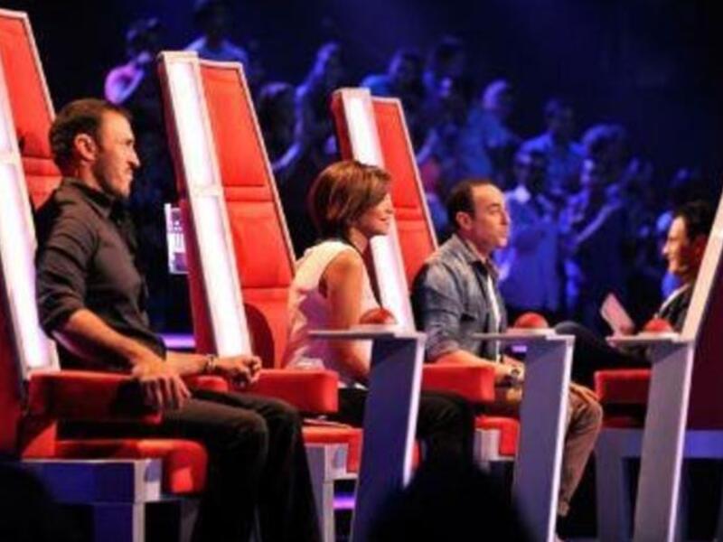 Judges on The Voice show (Sherine Abdel Wahab center).