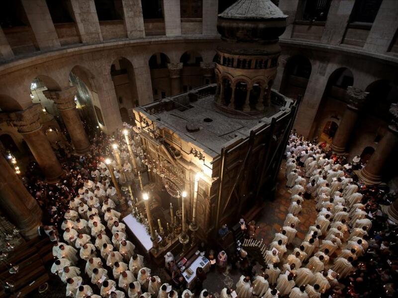 The Aedicule at the heart of the Church of the Holy Sepulchre. (AFP/File)