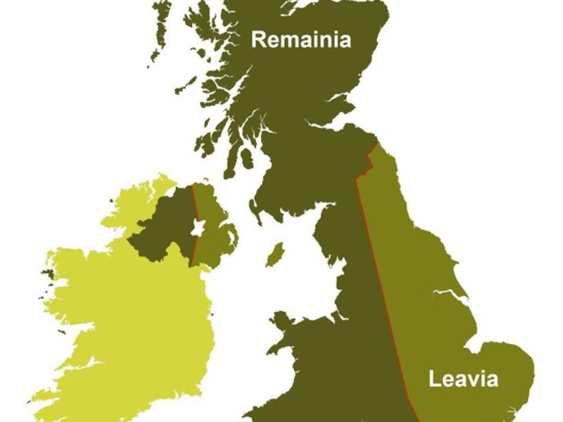 The new Britain: Leavia and Remainia (Twitter) 