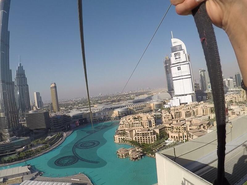 Ziplining
It is 1800 feet above the Dubai fountains, which take 40 seconds to complete zip line, at a speed of 60-70kmph (Twitter)