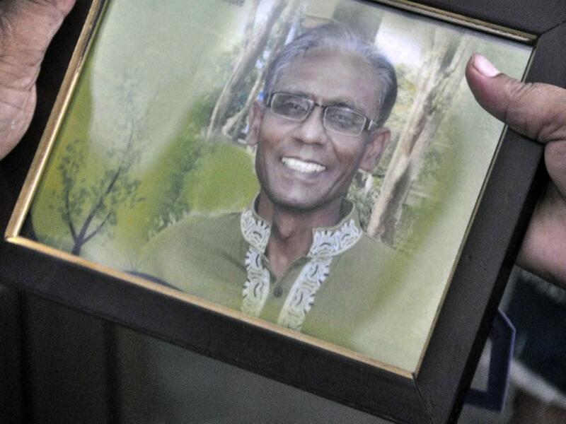 A photo of the slain professor. (AFP/Abdullah Iqbal)