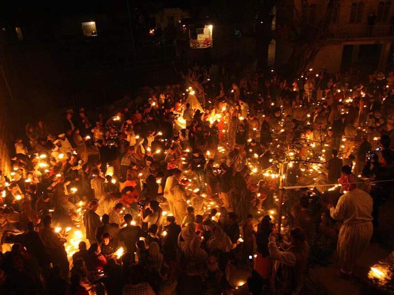 Yazidis in northern Iraq celebrating the Festival of Assembly (Twitter)