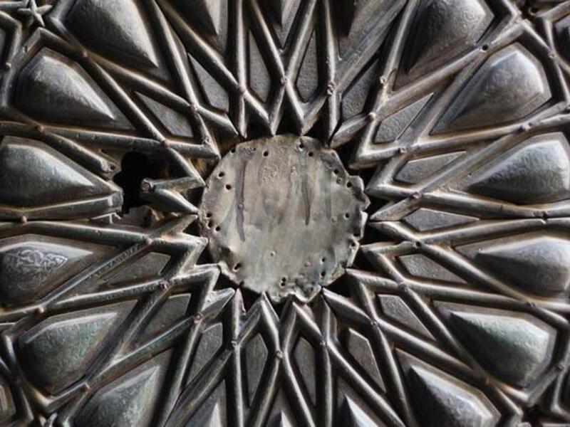 Close up of door of Sultan Barquq's mosque after the decorative knocker bearing his name was stolen in September 2012 (Stop the Heritage Drain)