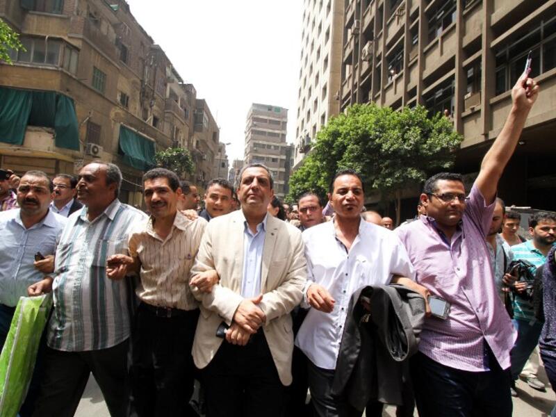 Journalists in Cairo protested earlier this year (AFP/File)