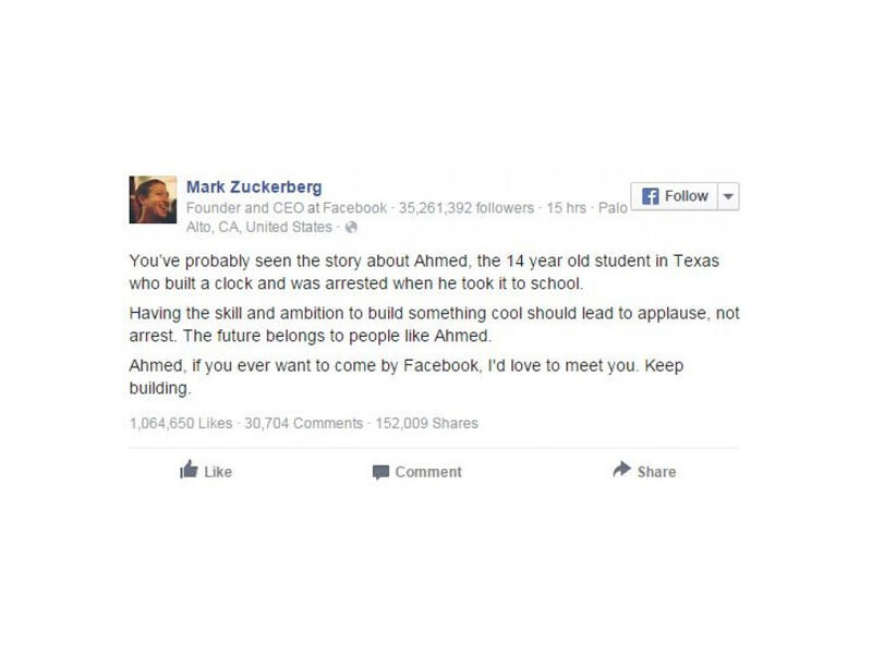 Mark Zuckerberg tweet