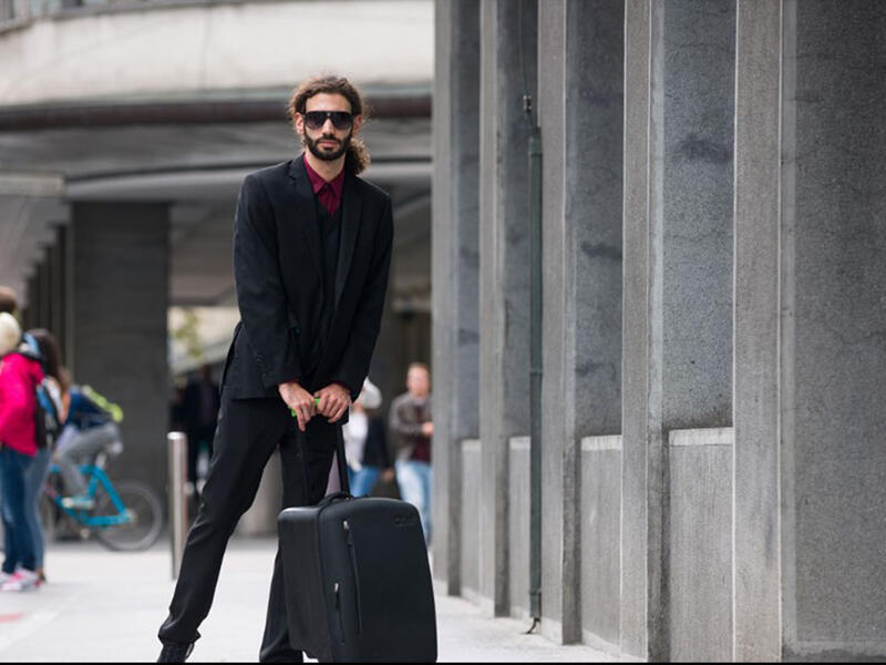 suit and travel on case