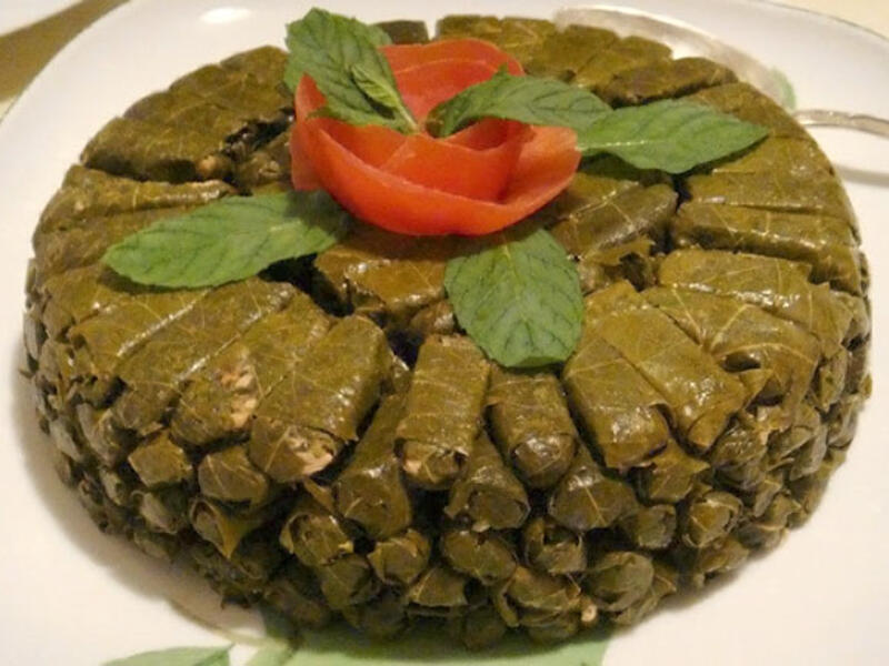 food stuffed vine leaves Arab