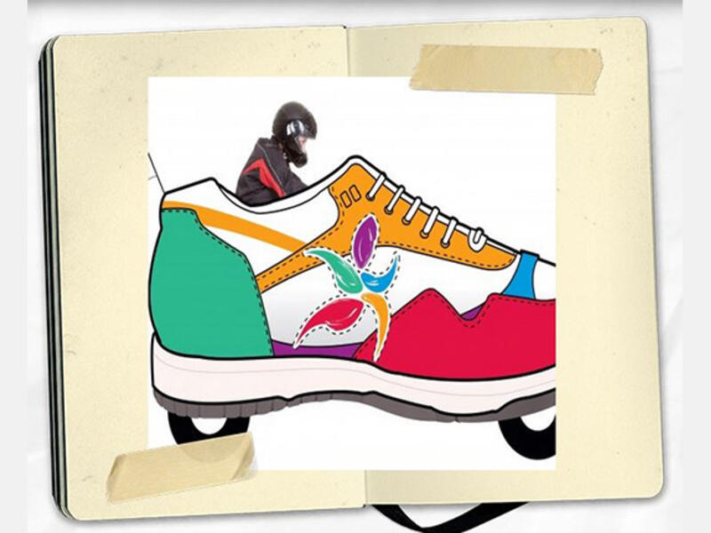 Five friends joined up as the Run Jordan Team, posting this schematic of a giant trainer on wheels. We all know how runners' shoes can smell, let's trust these gents bring nose plugs.  It sure would 'stink' if they passed out before crossing the finish!