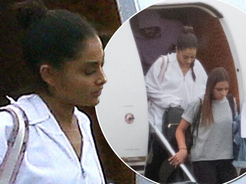Ariana Grande lands in London to headline her Manchester fundraising concert next Sunday. (FameFlynet)