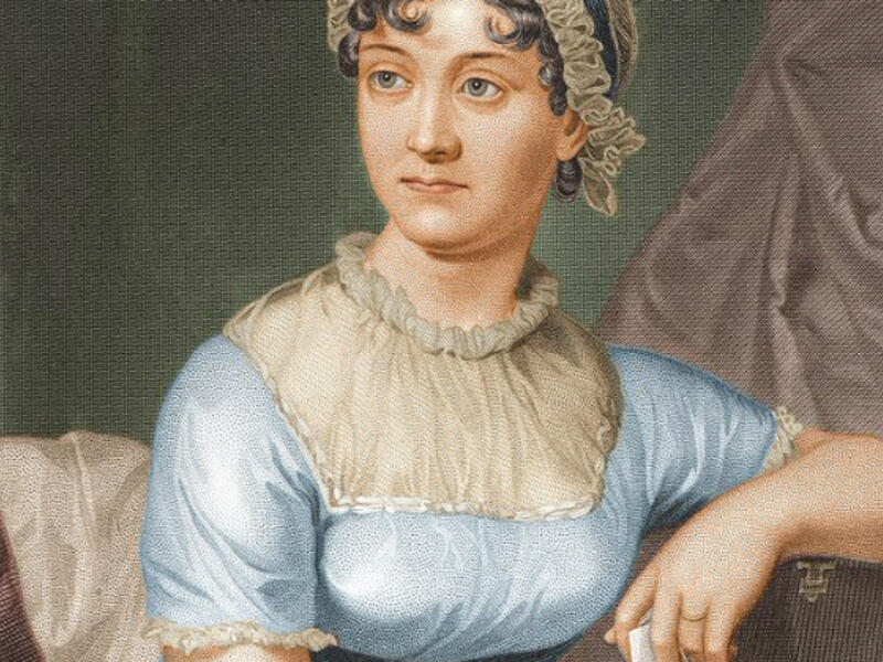A coloured portrait of Jane Austen. (Wikimedia Commons)