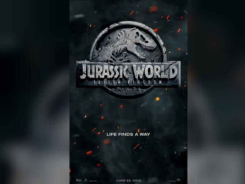 The dinosaurs on the human abandoned Jurassic Park island face another round of extinction when a volcano threatens to engulf the area in molten lava. (Source: poster art copyright belongs to Universal Pictures)
