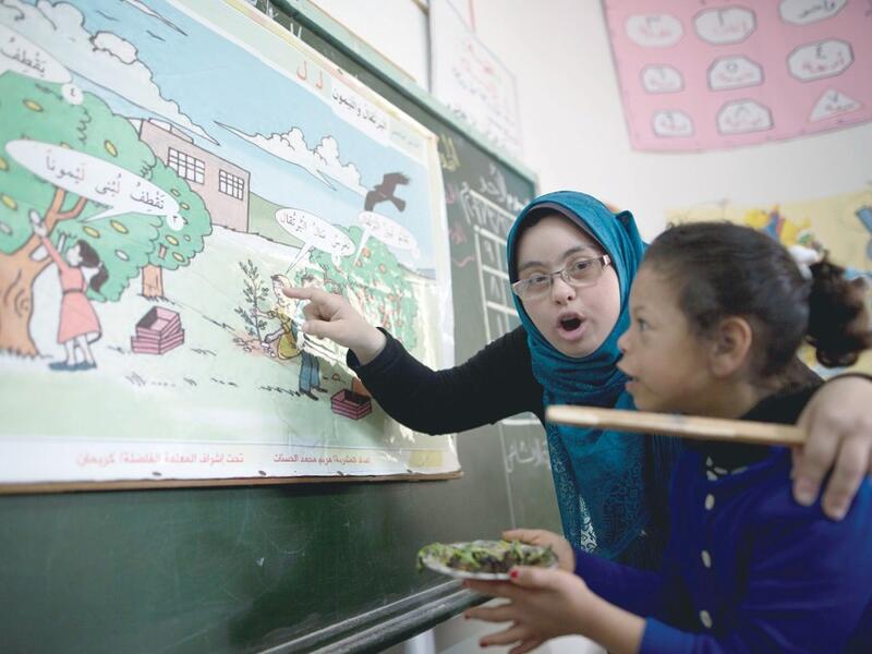 Hiba Al Sharfa teaches children who also have the condition and has long dreamed of becoming a teacher.