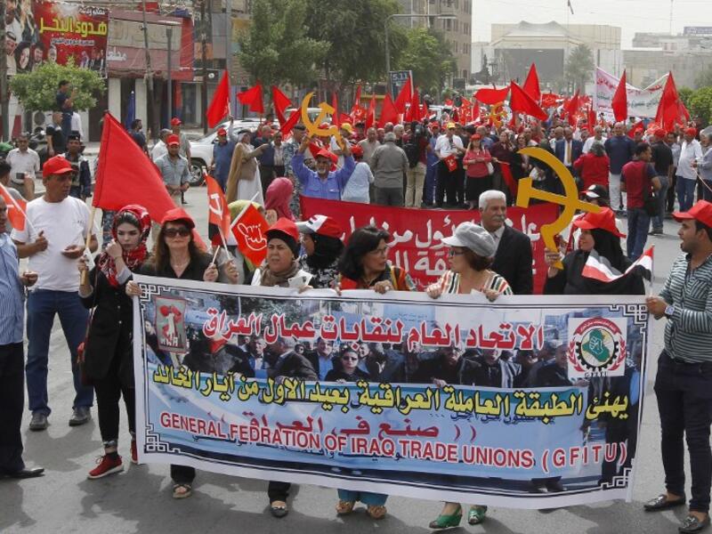 Members of the Iraqi Communist Party, of which some of the kidnapped men were members, mark International Workers' Day earlier this month (Sabah Arar/AFP)