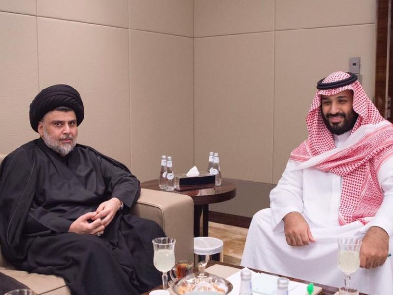Iraqi Shia cleric Moqtada al-Sadr meets with Saudi Crown Prince Muhammed bin Salman in Saudi Arabia (Facebook)