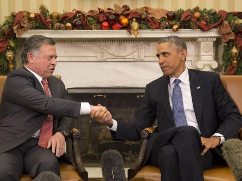 The meeting on Wednesday also hopes to further bolster the strategic partnership between the US and Jordan. (AFP/Saul Loeb)
