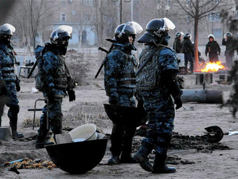 Kazakh police responding to a riot in 2011. (AFP/File)