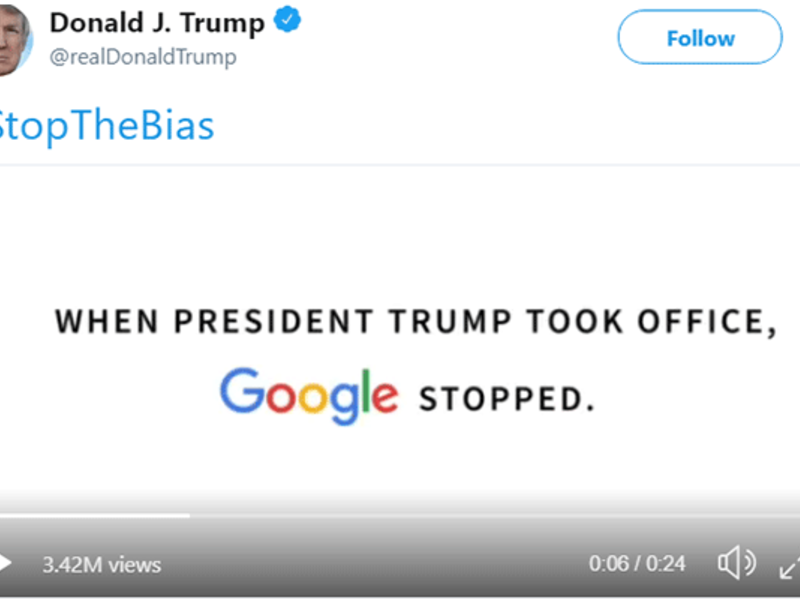Trump posted a video claiming the search engine was used to promote the State of the Union (SOTU) address on the homepage, however, they stopped doing it since Trump took the office.