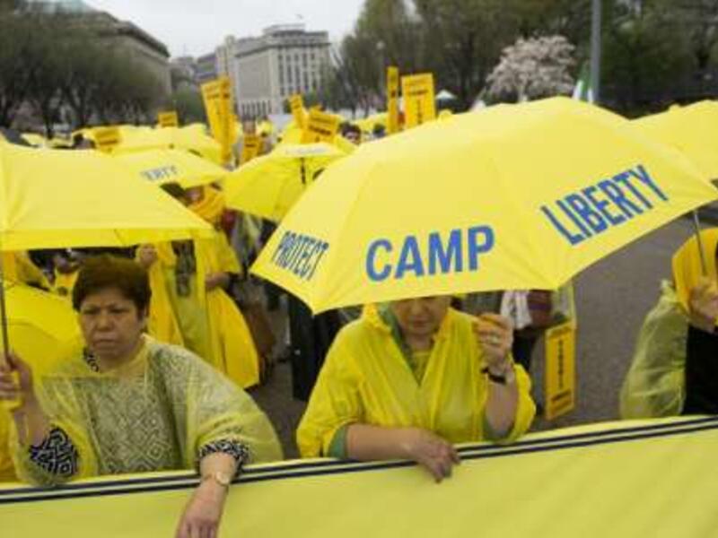 MEK supporters at a rally in Washington, DC (AFP/Saul Loeb)