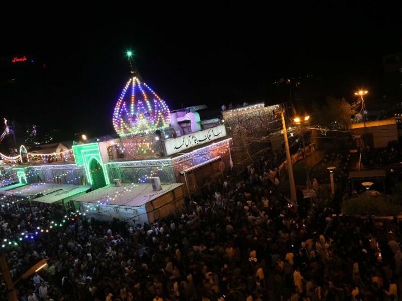 Pilgrims gather outside of the Imam al-Mahdi shrine during the Shaabaniya ceremony commemorating the Imam's birth, in the central Iraqi city of Karbala, on May 2, 2018. the event comes two weeks before the start of the holy fasting month of Ramadan.
Mohammed SAWAF / AFP