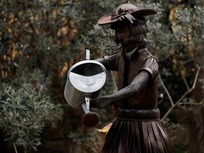 This picture shows a sculpture by Lebanese Artist Charles Nassar made out of artillery shrapnels in the village of Remhala, south of Beirut, on March 7, 2019.
JOSEPH EID / AFP