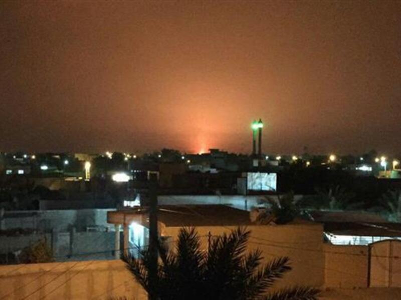A gas pipeline blast in the southern Iranian port city of Genaveh is seen from a distance of about 30 kilometers in this August 6, 2016 photo. (Twitter/PressTV)