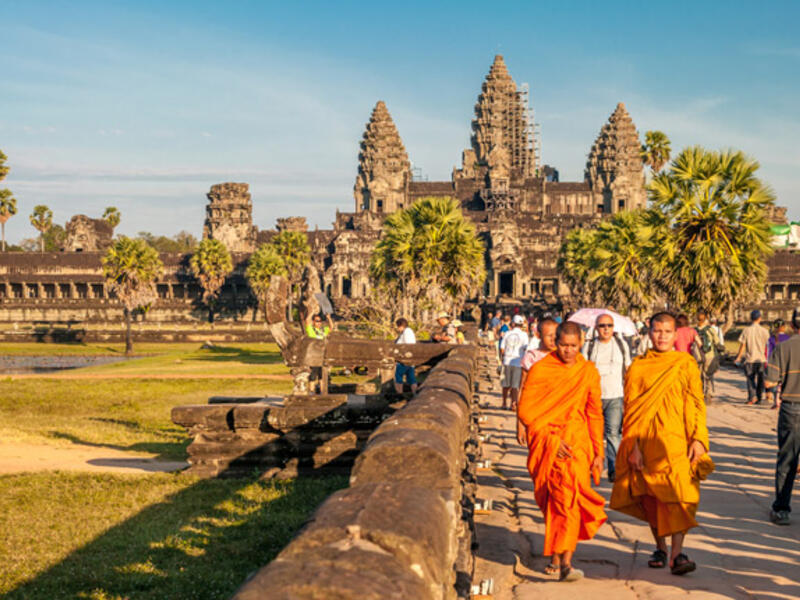 Cambodia’s Angkor Wat is one of the most important archaeological sites in southeast Asia, and the nearby tourist hub of Siem Reap has its own airport along with plenty of hotels. Eco-tours that support the environment and local community are also available. 
