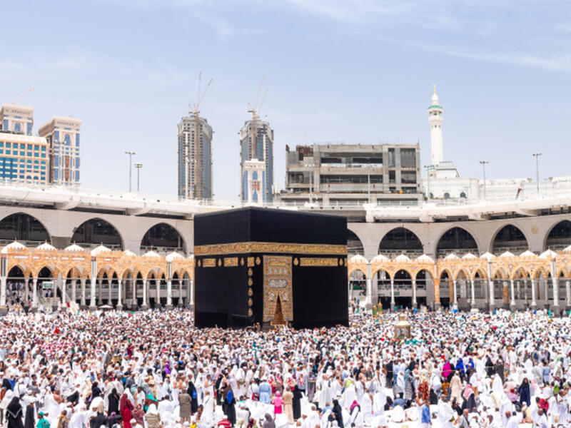 Holy Kaaba inside Masjid Al Haram or Grand Mosque of Mecca. People walking around 7 circles making Tawaf, a part of Hajj and Umrah. (Shutterstock/ File)