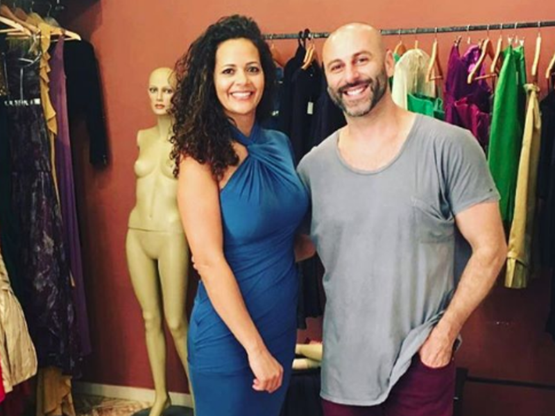 Rami with one of the fashionistas of Palestine in his pop-up shop in Ramallah. (Instagram)