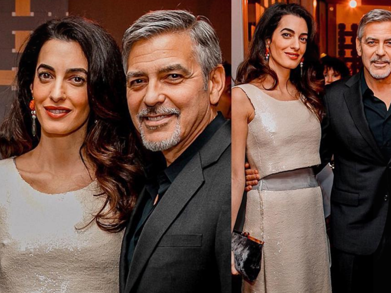 At the event in Davos, Amal was wearing a £9,875 Chanel dress, enough to rebuild an entire Yazidi village. (File photo)