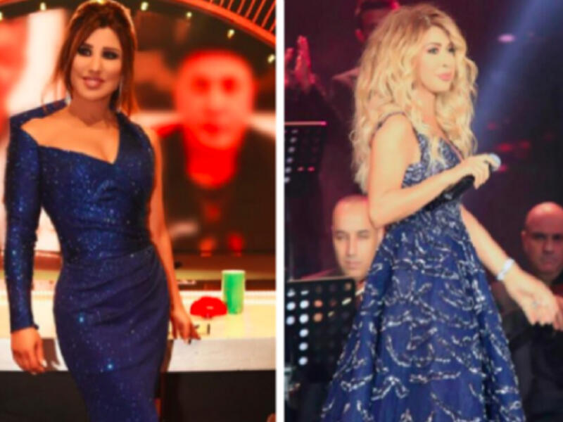 Najwa and Nawal in navy blue sparkling dresses 
