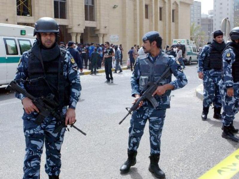Kuwait security forces patrol the street after a mosque bombing. (AFP/File)