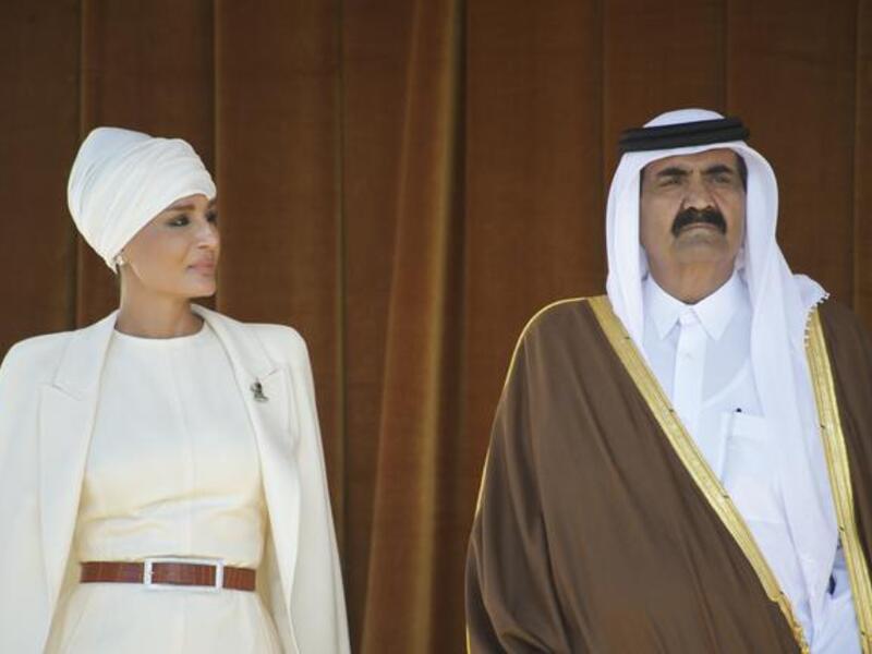 Qatar's Sheikh Hamad Ben Khalifa Al Thani and his Consort, Sheikha Mouza Al Misned, have a lot to be thankful for this time around: 
Not only are they likely to get a new influential role in a post-Gaddafi Libya, but Eid coincided with their country's 40th anniversary of independence. 