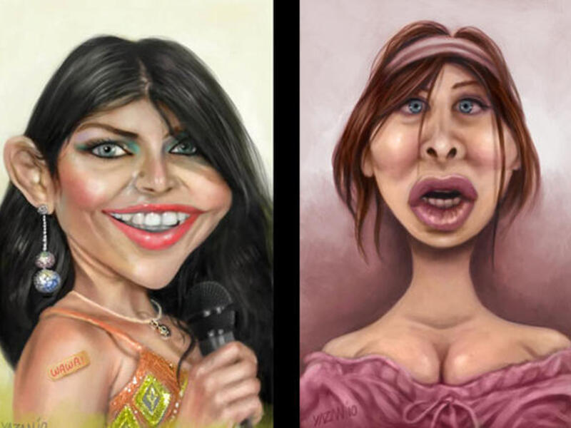Haifa Wehbe and Nancy Ajram, courtesy of Artist Yazan Khalifeh